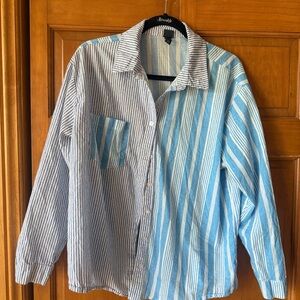Wild Fable Striped Button-Down Shirt in Blue and White